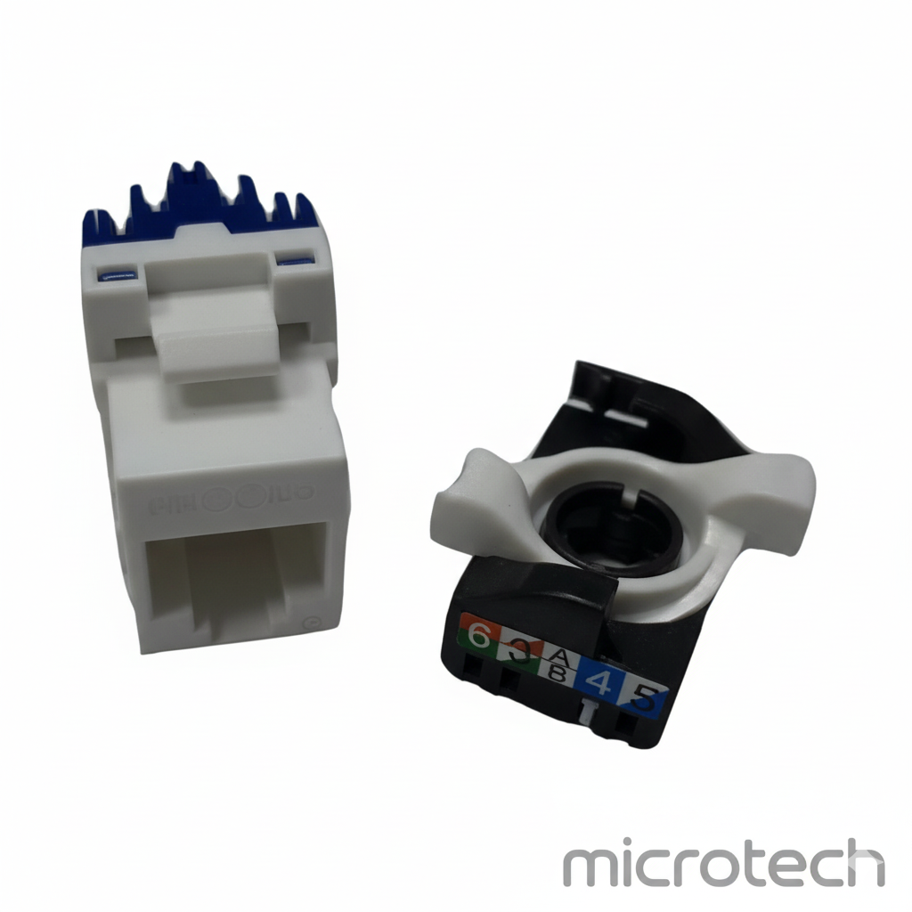 Front view of CAT6 1G rotating keystone jack