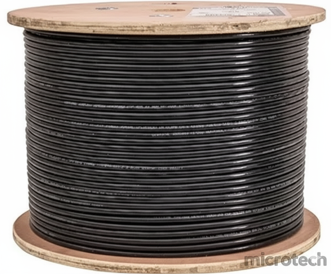 Front view of Cat6 cable with wooden core Ethernet cable