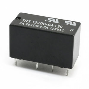 Front view of 12V 8-pin contact relay showing pins and casing