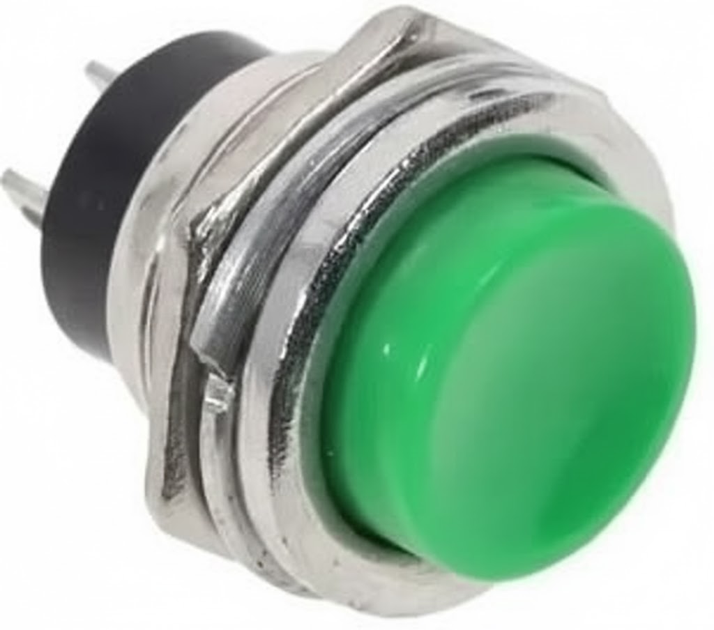 Front view of generic push button switch showing button and housing