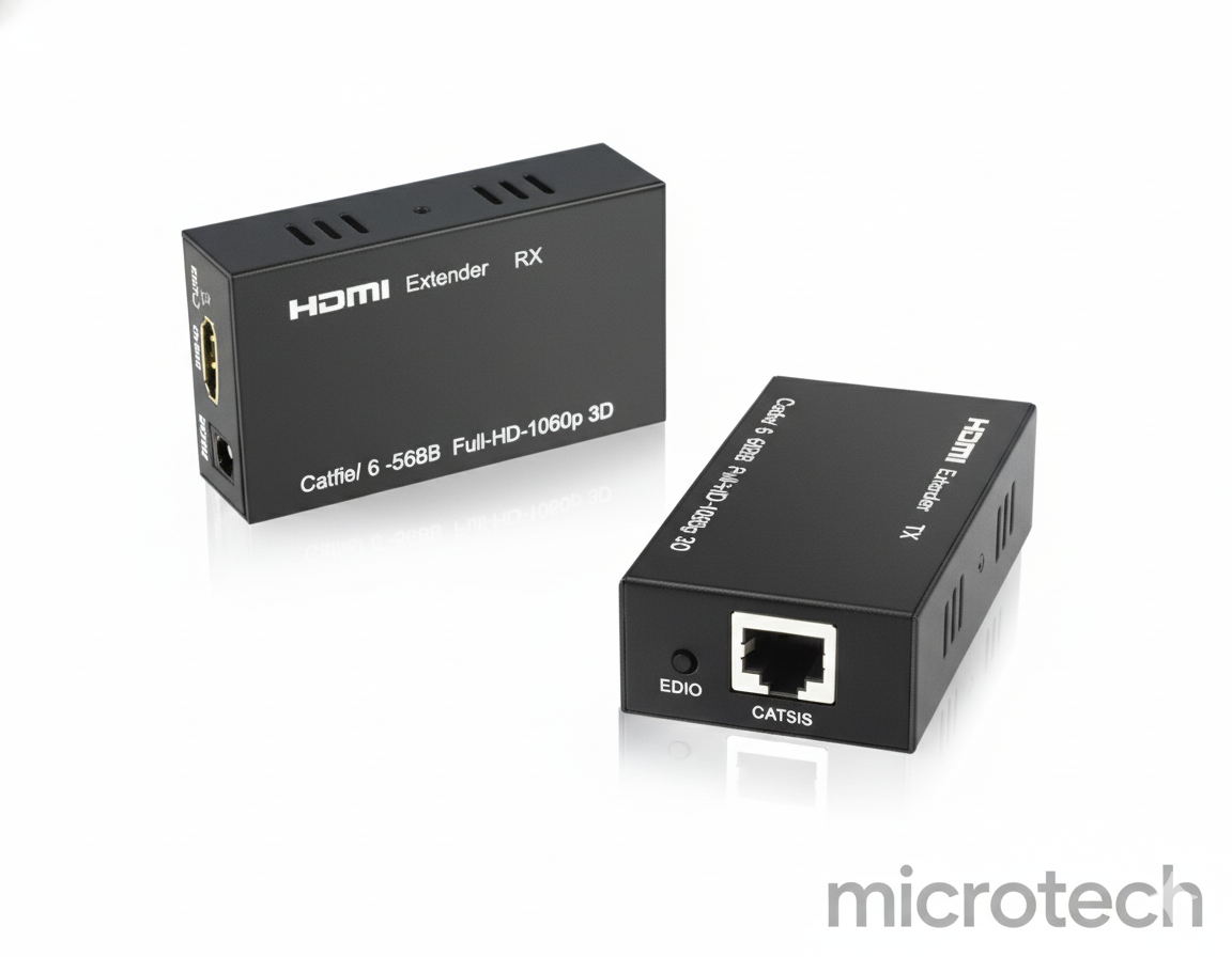 Front view of HDMI Extender 60M showing ports and cable connection