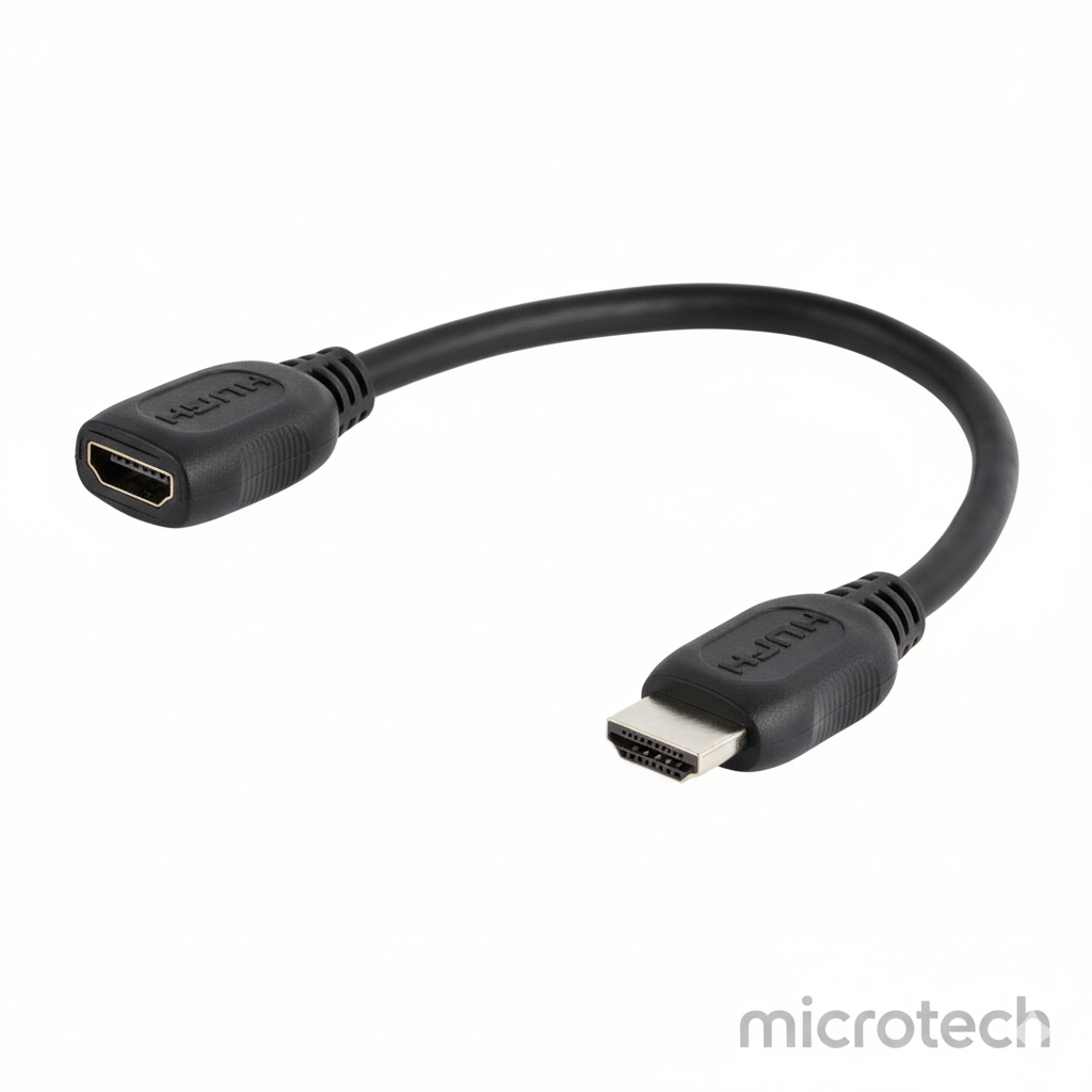 Front view of HDMI extension cable male to female 15cm