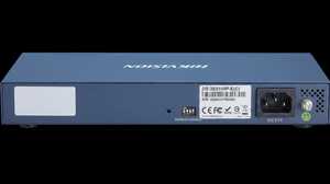 Hikvision 8 port PoE switch rear ports view