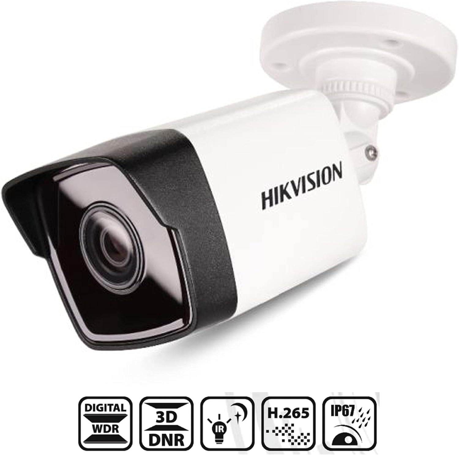 Side view of Hikvision DS‑2CD1043G2 outdoor IP security camera