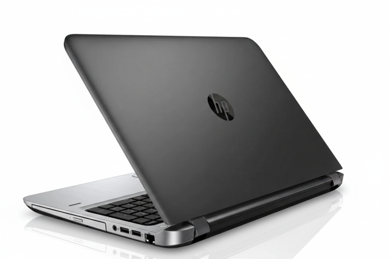Angle view of HP ProBook 450 G3 laptop showing keyboard and screen