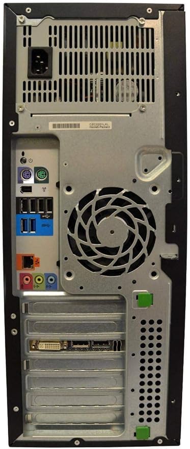 Angle view of HP Z420 workstation showing case and ports