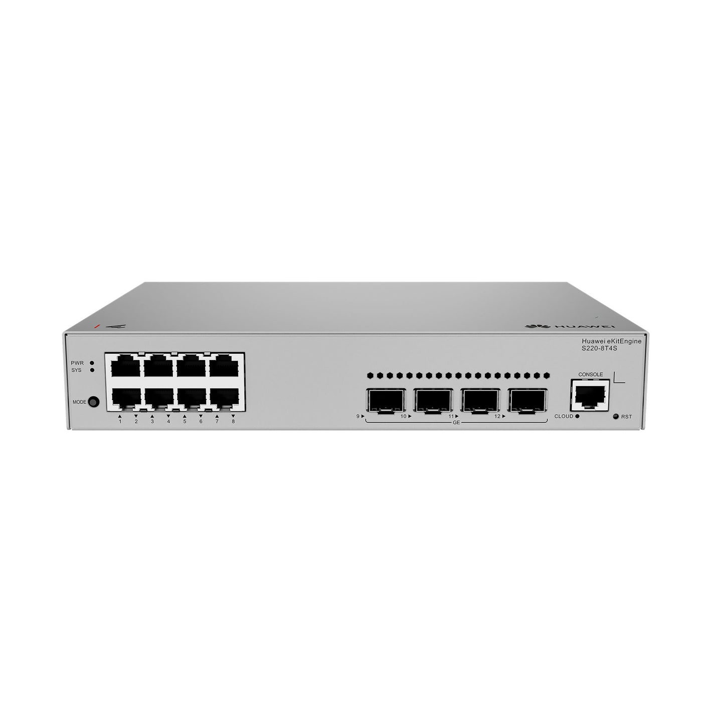 Front view of Huawei eKit S220-8T4S network switch