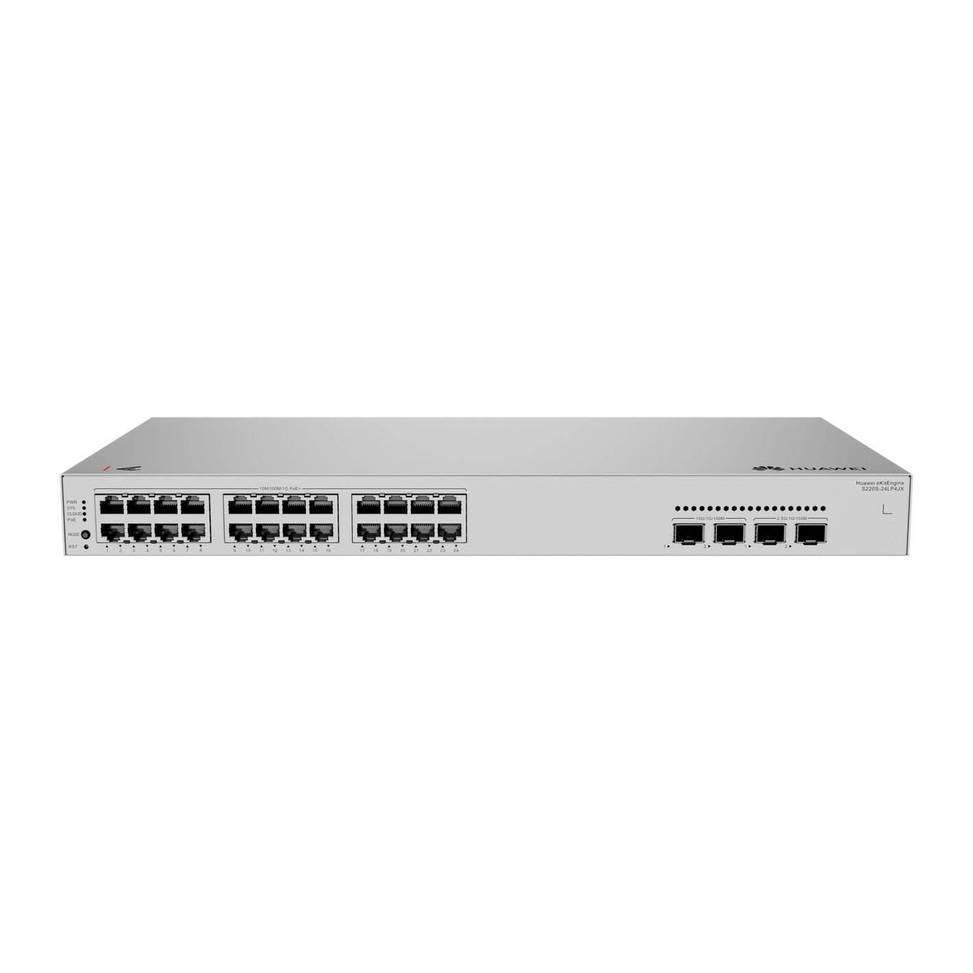 Front view of Huawei eKit S220S-24LP4JX PoE network switch