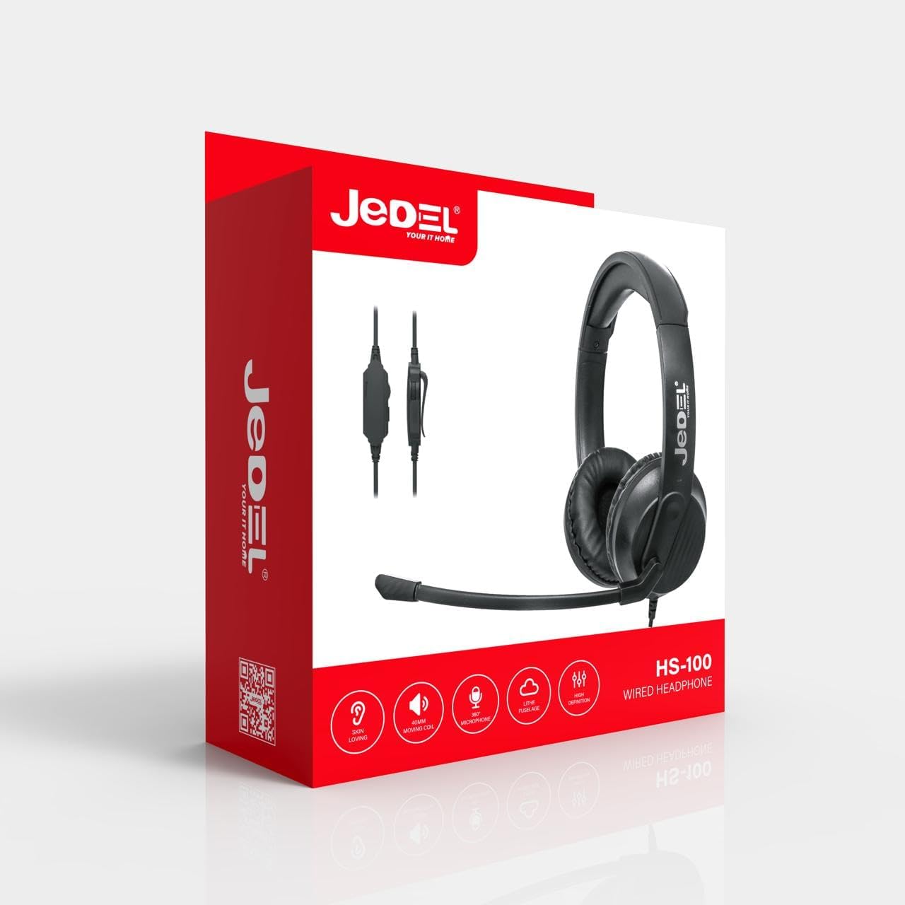 jedel hs100 headset mic and ear detail view