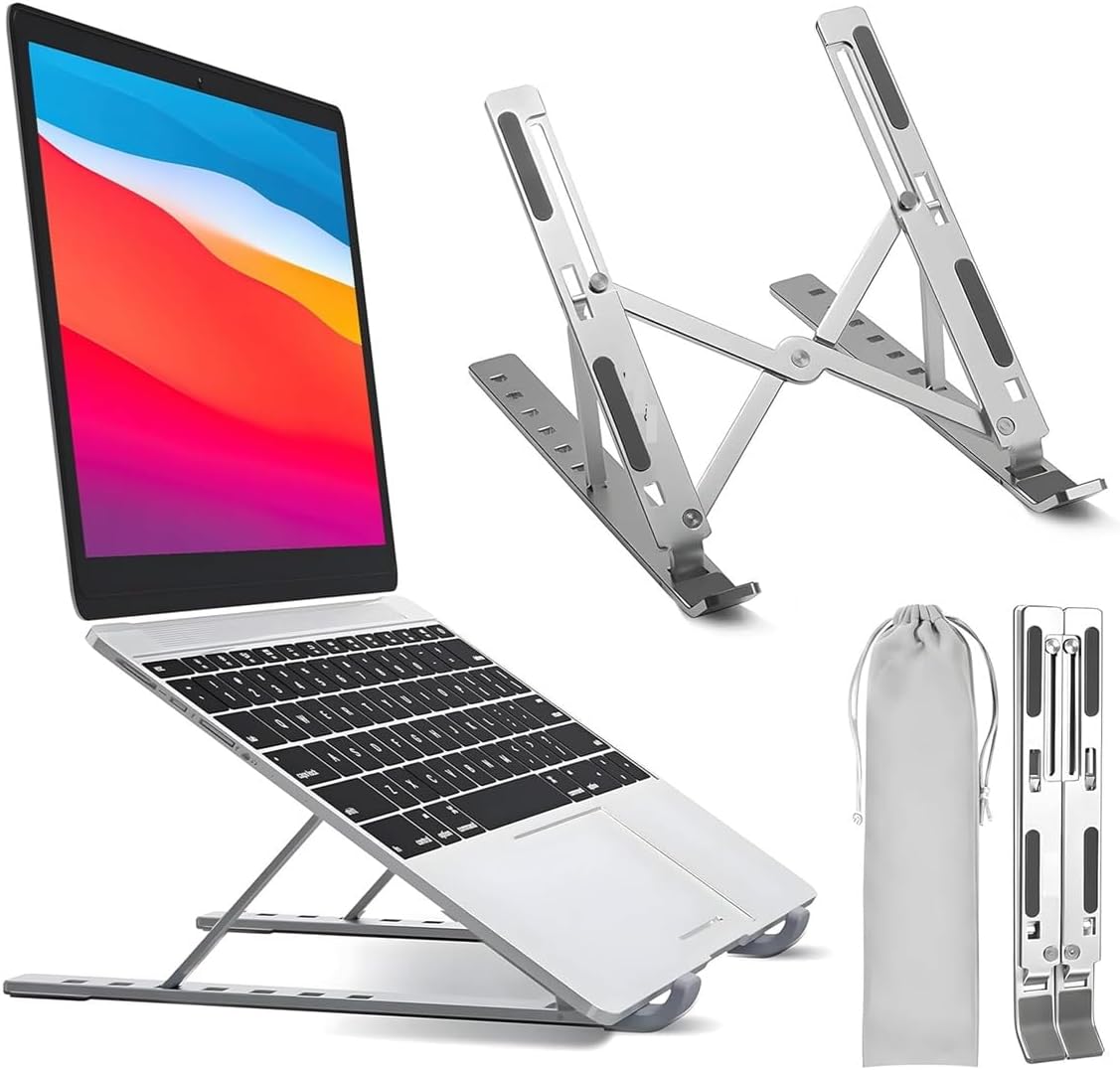 metal laptop stand main view on desk