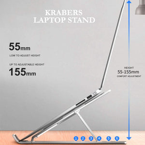 metal laptop stand side view showing structure