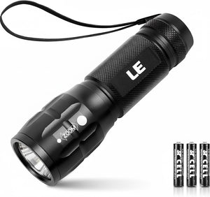 Front view of LED Flashlight showing light bulb and body design