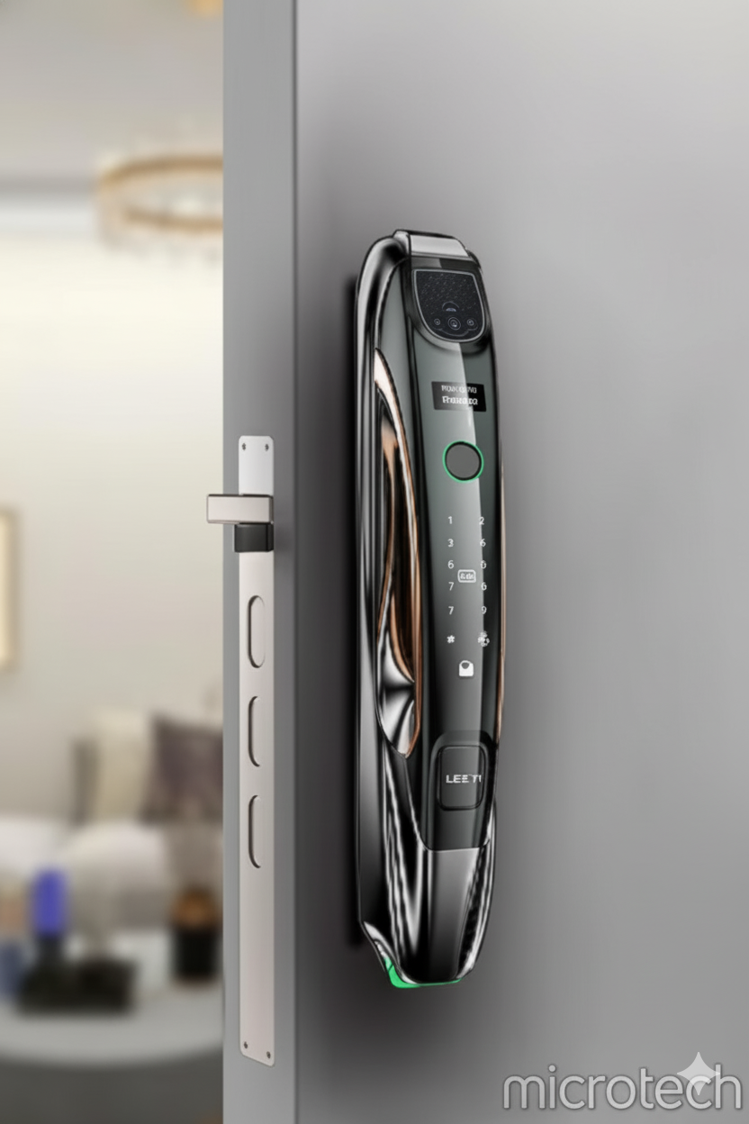 Front view of LeZn SmartLock K12 showing keypad and handle design