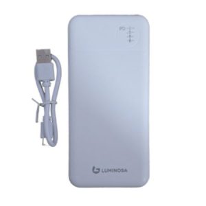 Luminosa 10000mAh power bank side view portable charger