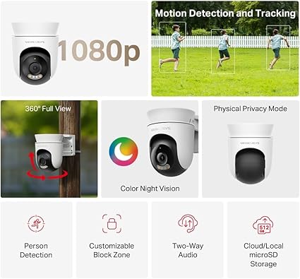 mercusys mc500 pan tilt wifi camera detail view