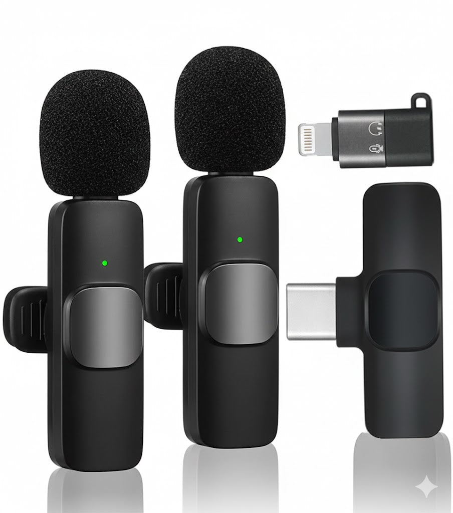 Front view of Mic Double Wireless K9 showing both microphones and receiver