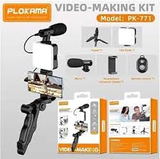 Components view of Plokama Video Making Kit PK‑771 showing included accessories