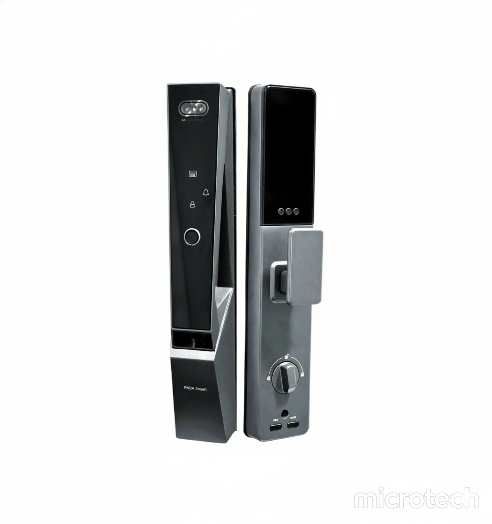 Front view of Pnda i18 CAT Eye smart lock grey