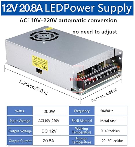 Power Supply 20A side view