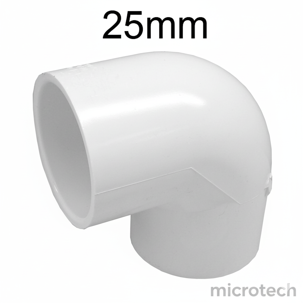 Front view of 25mm PVC elbow