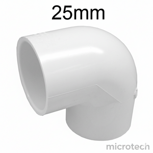 Front view of 25mm PVC elbow