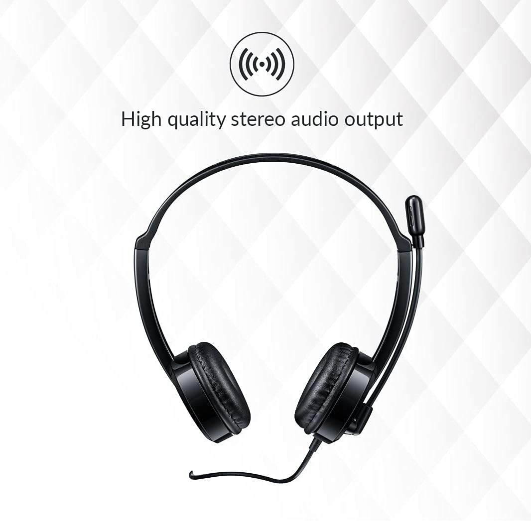 rapoo h100 wired stereo headset black main view