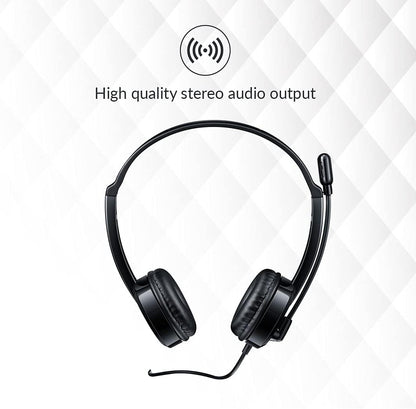 rapoo h100 wired stereo headset black main view