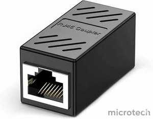 Front view of black RJ45 network connector 1x1