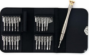 Front view of screwdriver set with opener and included gift showing tools layout