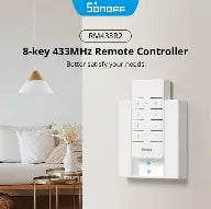 Sonoff Sarin smart device with remote front view
