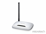 Front view of TP-Link TL-WR740N access point showing LED indicators and antenna