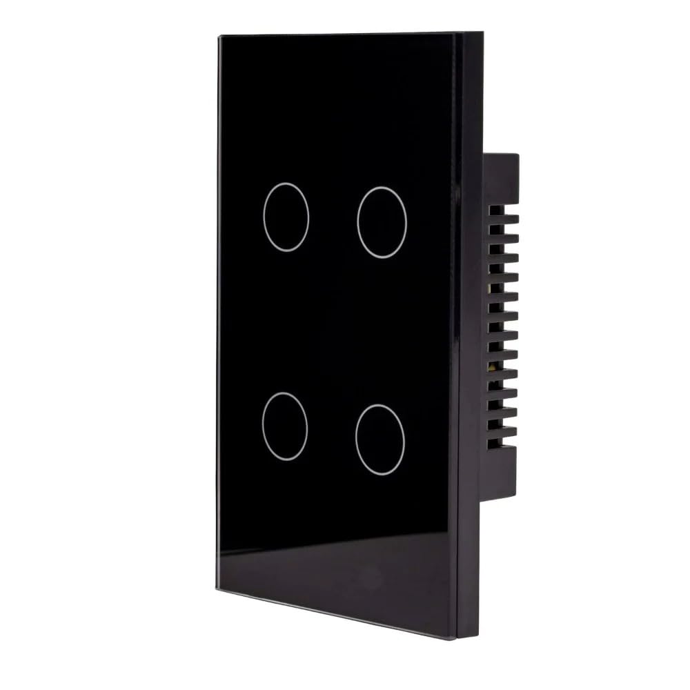 tuya zigbee 4 gang smart touch light switch black main view