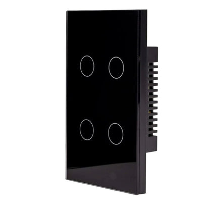 tuya zigbee 4 gang smart touch light switch black main view