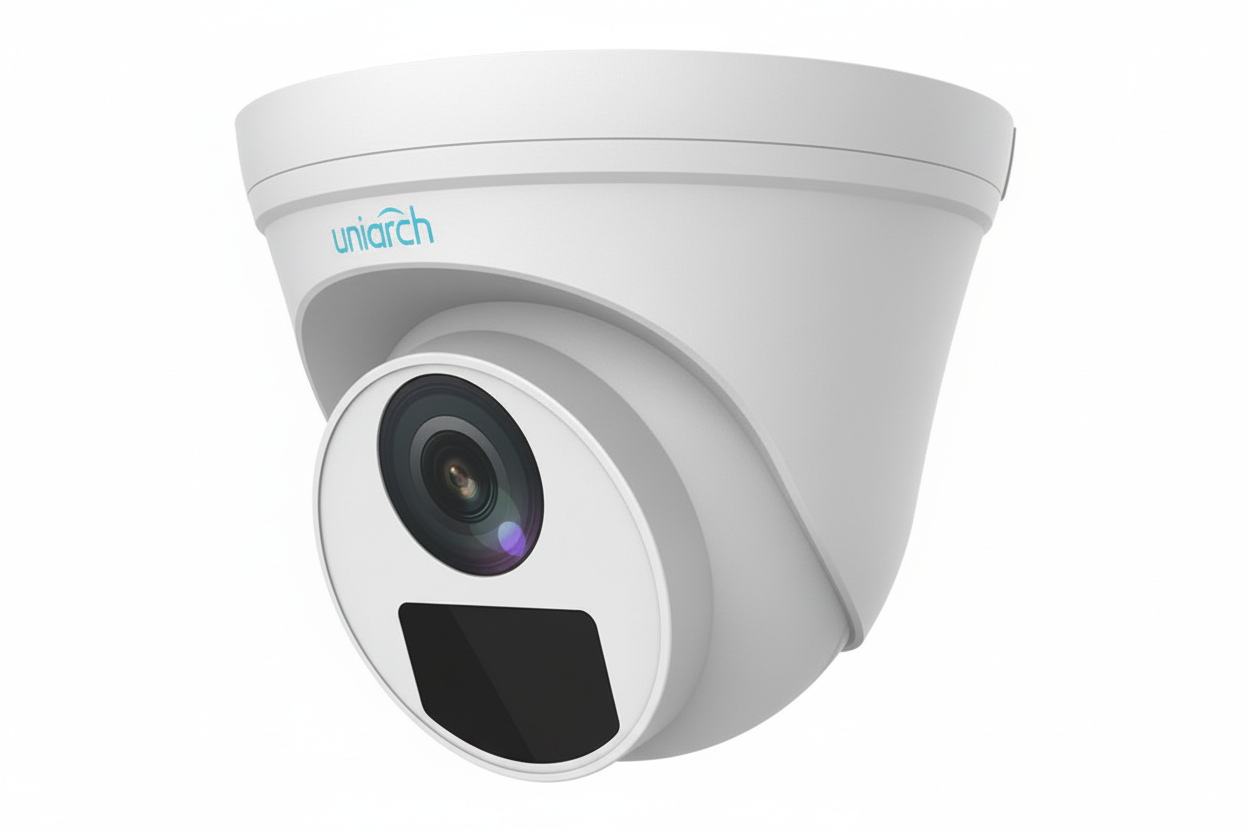 Uniarch IPC-T122-PF28 IP security camera side angle view
