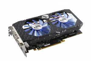 Graphics card with blue fans on a white background