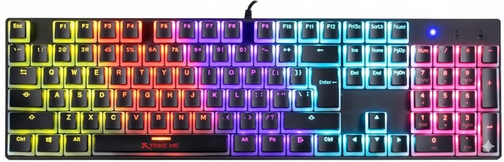 Colorful keyboard with RGB lighting on a black background