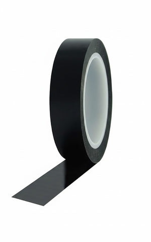 Roll of black tape on a white background