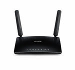 TP-Link router with antennas on a white background