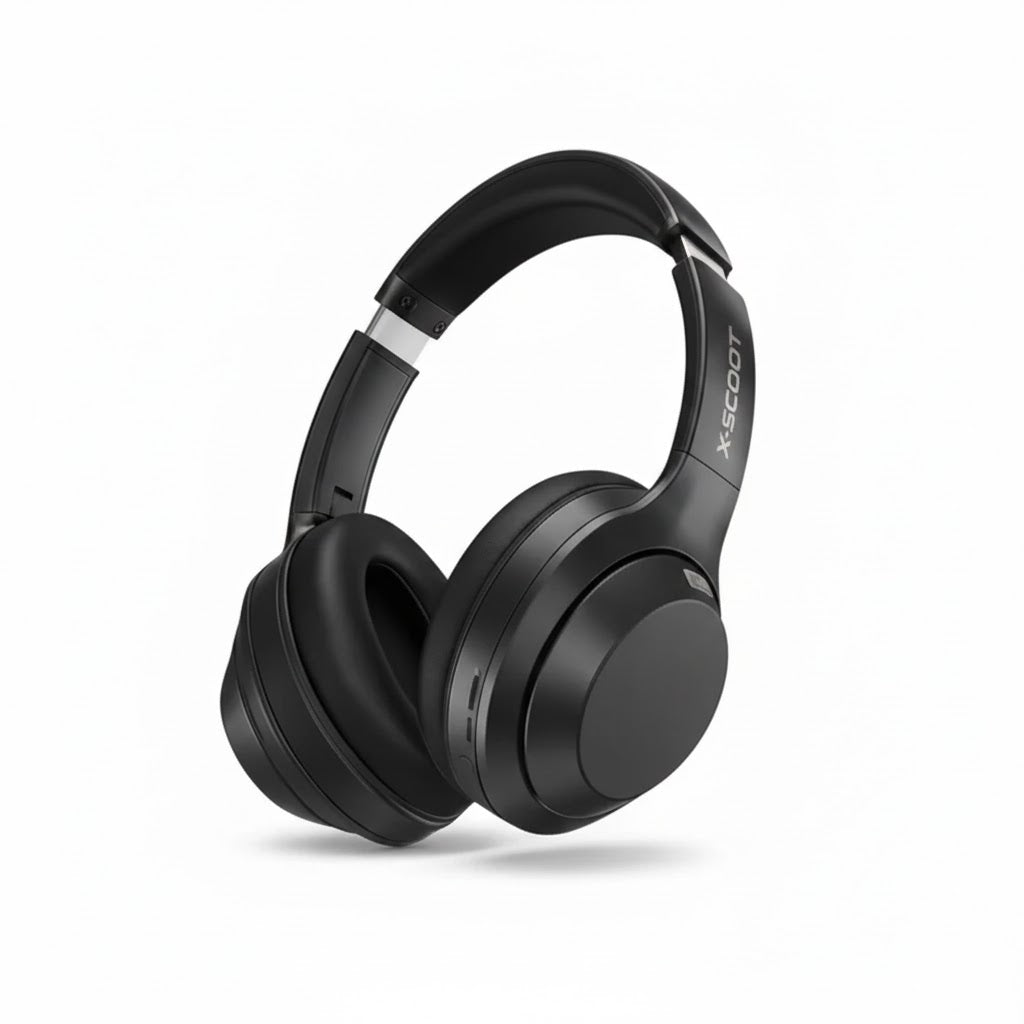Black headphones with 'X-SCOUT' branding on a white background