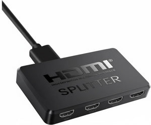 HDMI splitter with multiple ports on a white background