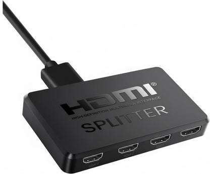 HDMI splitter with multiple ports on a white background