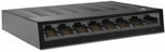 Black Ethernet switch with multiple ports on a white background