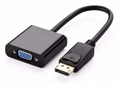 DisplayPort to VGA adapter cable on a white background