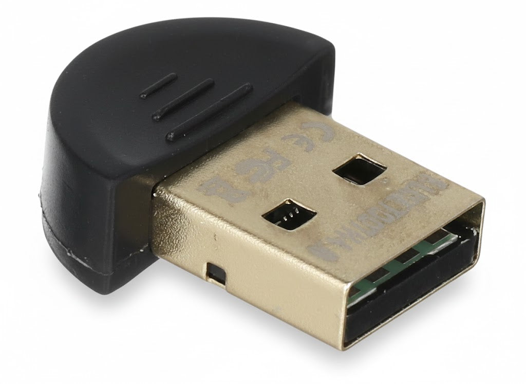 Black and gold USB adapter on a white background