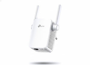 White Wi-Fi range extender with TP-Link logo on a white background