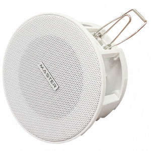 White ceiling speaker with 'Master' branding on a white background