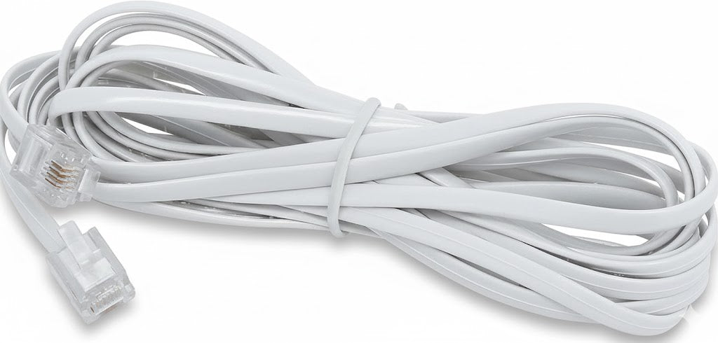 White Ethernet cable on a white background