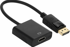 HDMI to DisplayPort adapter cable on a white background