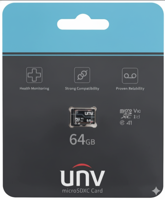 Angle view of UNV 64GB memory card