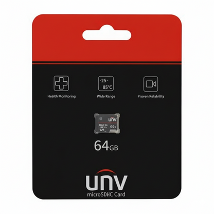 Front view of UNV 64GB memory card